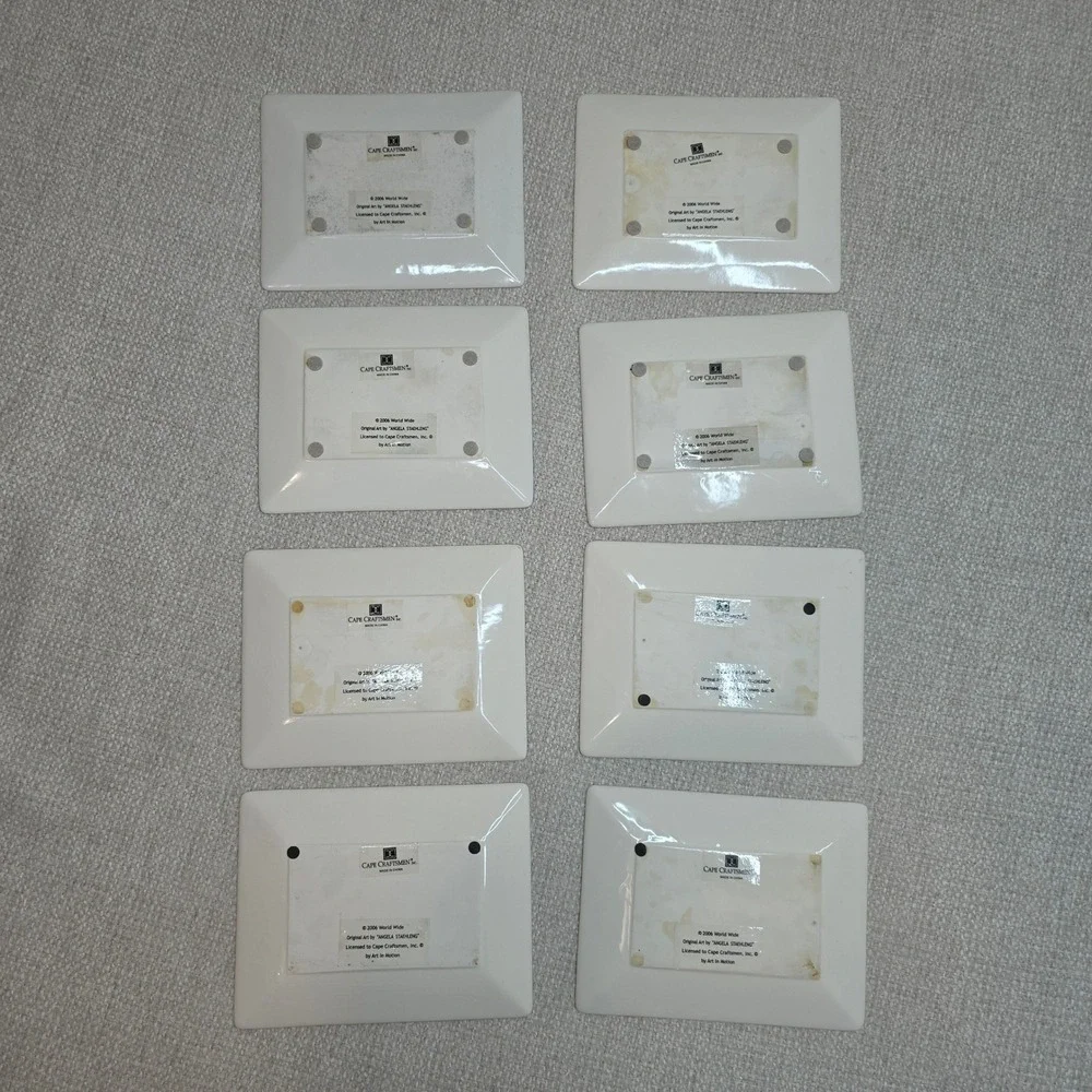Cape Craftsmen Ceramic Wine Label Coasters Set/8 Angela Staehling Vintage Look